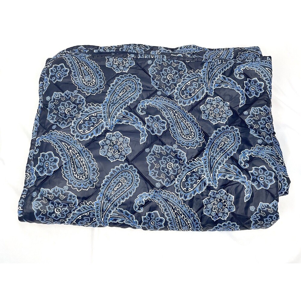 Vera Bradley Blue Paisley Quilted Blanket Fleece Lined 51”x 77"‎